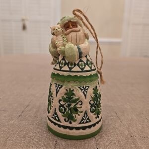 Jim Shore "Santa Toile Green Bell" Ornament